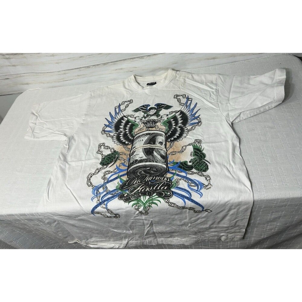 Vintage GRIFFIN Size XL Hip Hop T-Shirt DA FAMOUS HUSTLA 100 Dollar Bill Rap